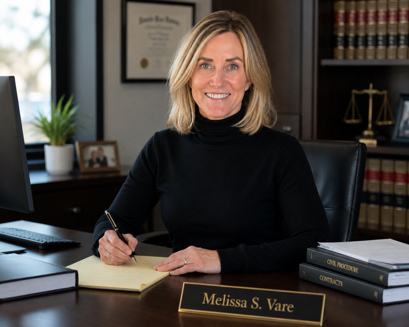 Melissa Vare working at her desk